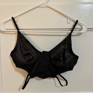 UO Elegant Black Satin Bralette